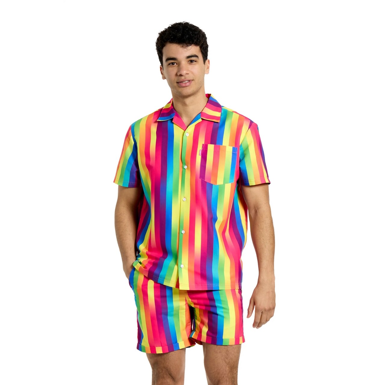 Op deze afbeelding zie je een Kostuums, van het merk Opposuits. Rainbow Glaze Festival Time Man Kostuum
