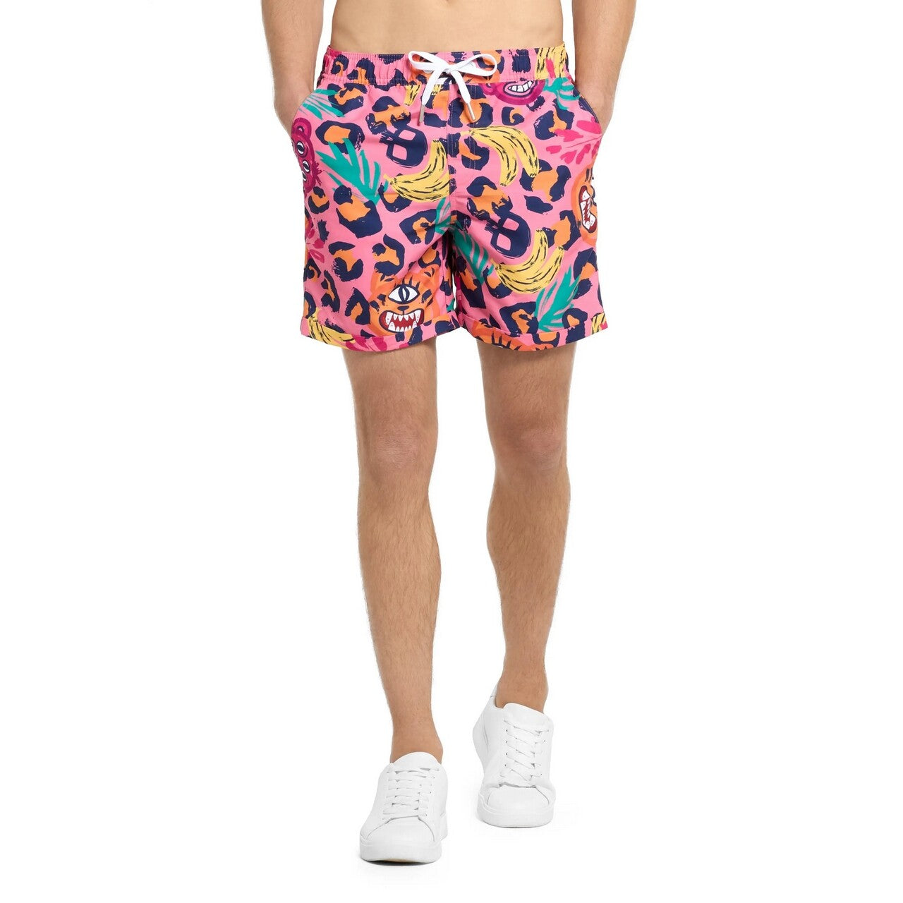 Op deze afbeelding zie je een Kostuums, van het merk Opposuits. Jazzy Jungle Roze Man Kostuum