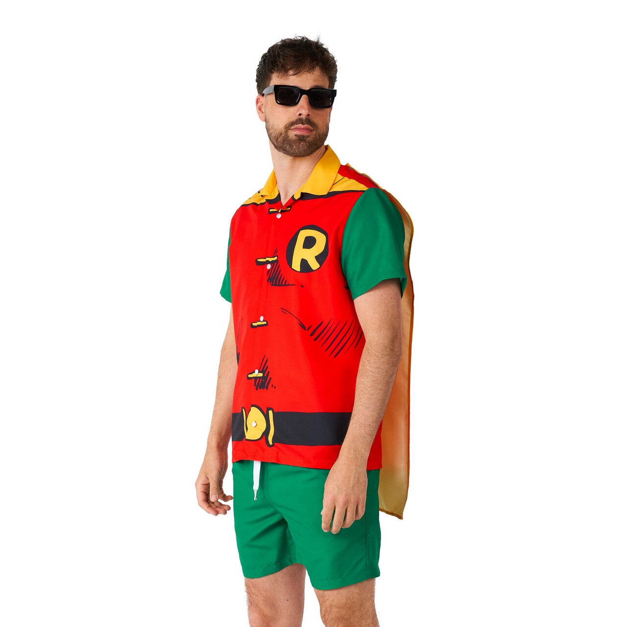 Op deze afbeelding zie je een Kostuums, van het merk Suitmeister. Summer Robin Superheld Man Kostuum