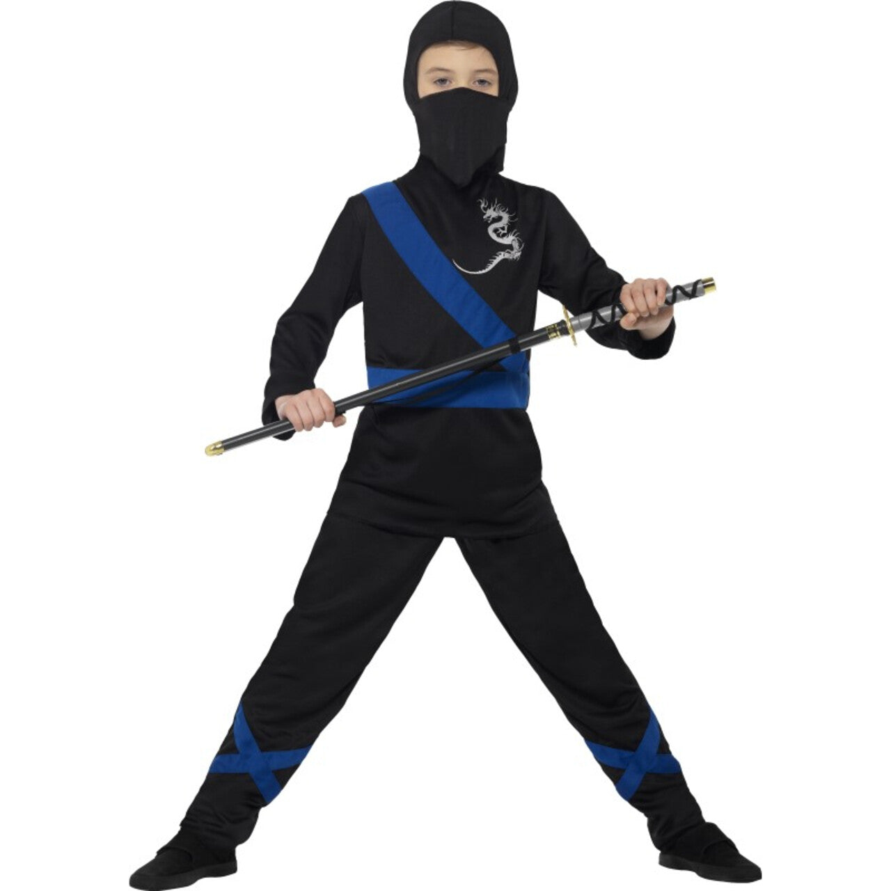 Op deze afbeelding zie je een Kostuums, van het merk Smiffy's. Flitsende Zwaardkunstenaar Ninja Jongen Kostuum