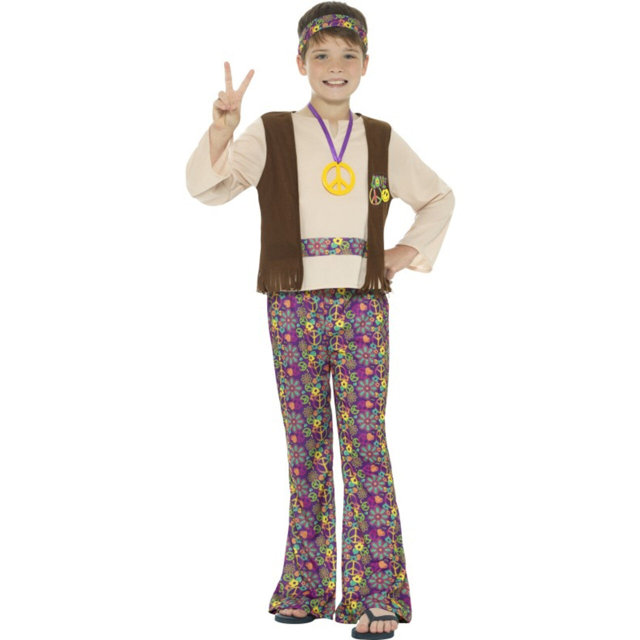 Op deze afbeelding zie je een Kostuums, van het merk Smiffy's. Peace Paix Frieden Vrede Hippie Jongen Kostuum