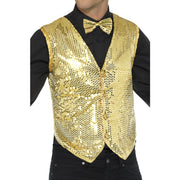 Op deze afbeelding zie je een Kostuums, van het merk Smiffy's. Glimmende Gouden Pailletten Vest Man