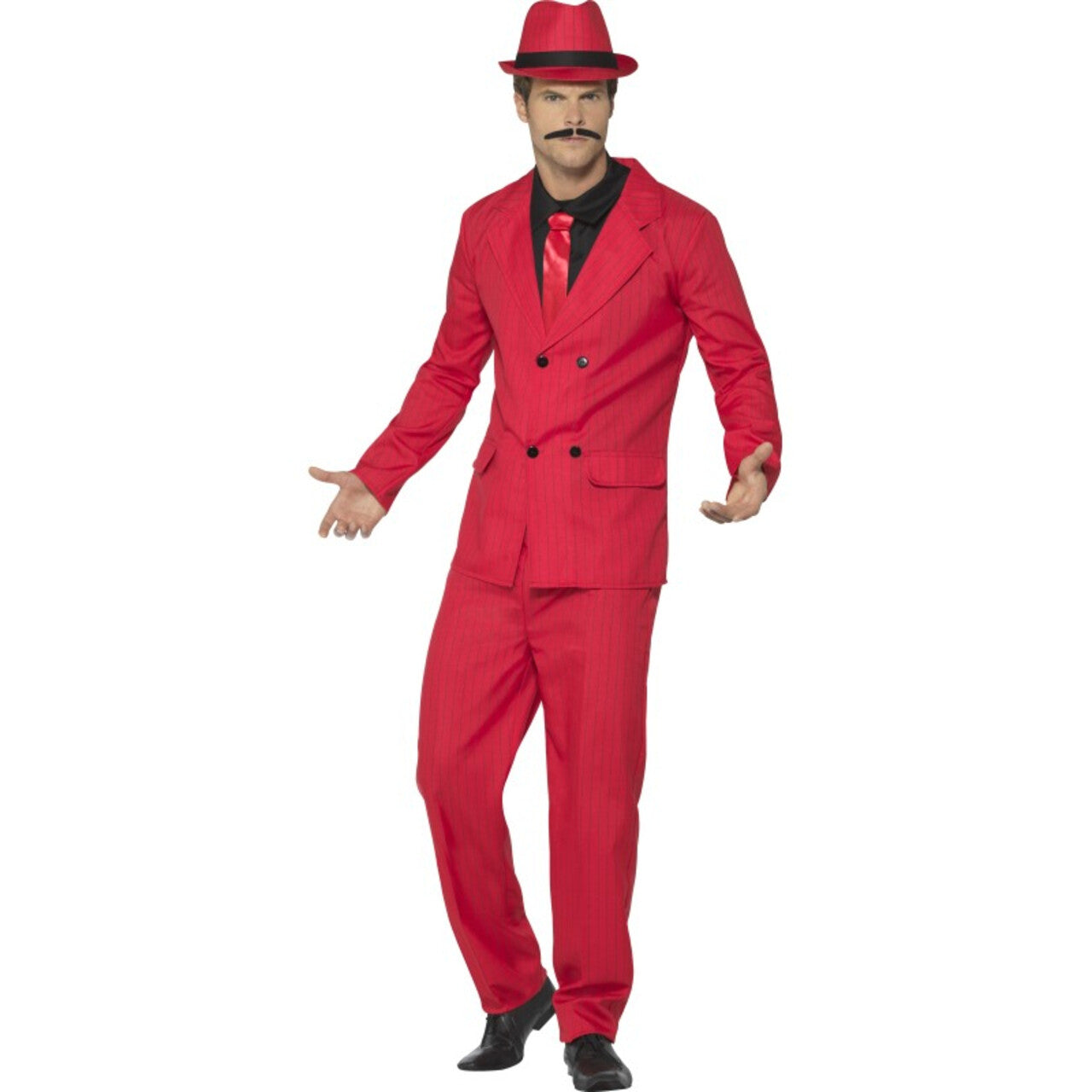 Op deze afbeelding zie je een Kostuums, van het merk Smiffy's. Rode Italiaanse Gangster Chicago Man Kostuum