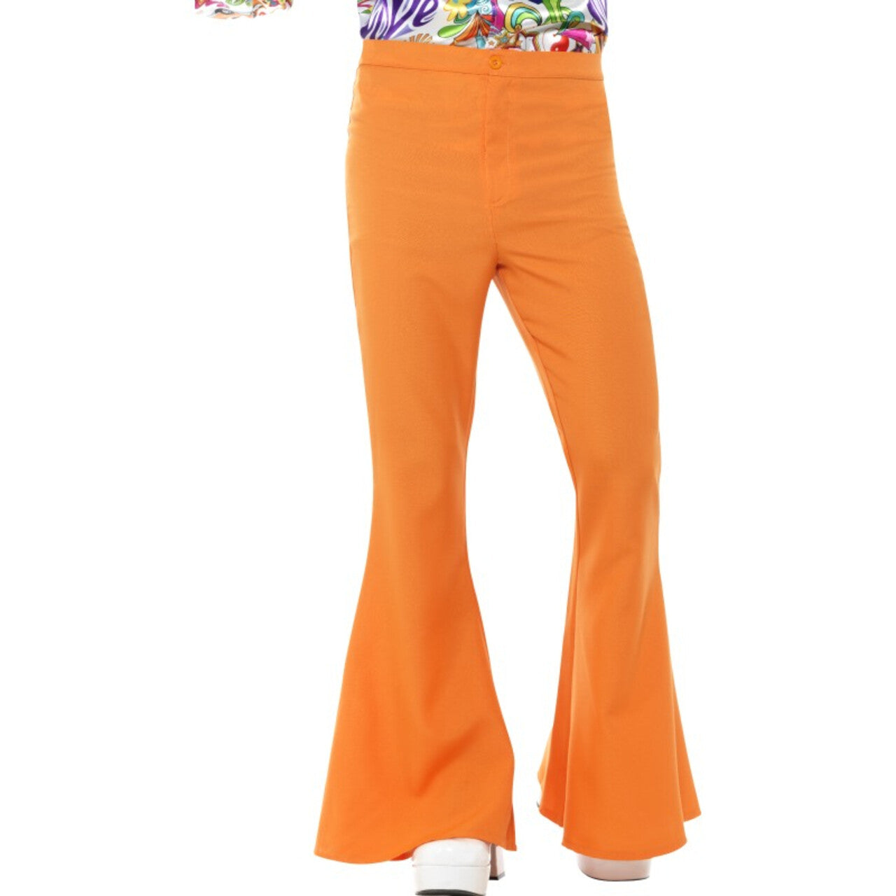 Op deze afbeelding zie je een Kostuums, van het merk Smiffy's. Oranje Disco Broek Wijde Pijpen Man