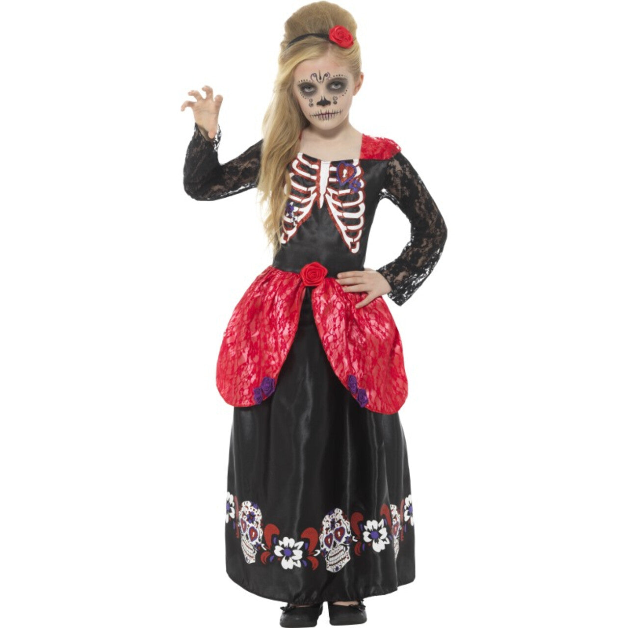 Op deze afbeelding zie je een Kostuums, van het merk Smiffy's. Dona Dia De Los Muertos Meisje Kostuum