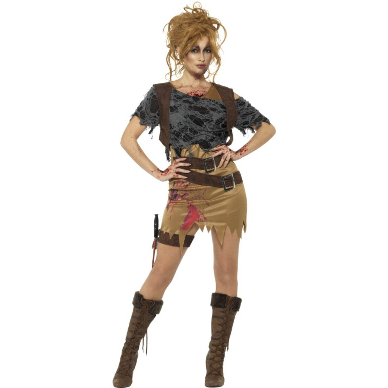 Op deze afbeelding zie je een Kostuums, van het merk Smiffy's. Zombie Jager Veluwe Vrouw Kostuum