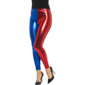 Metallic Harlekijn Cosplay Legging Blauw Rood Vrouw