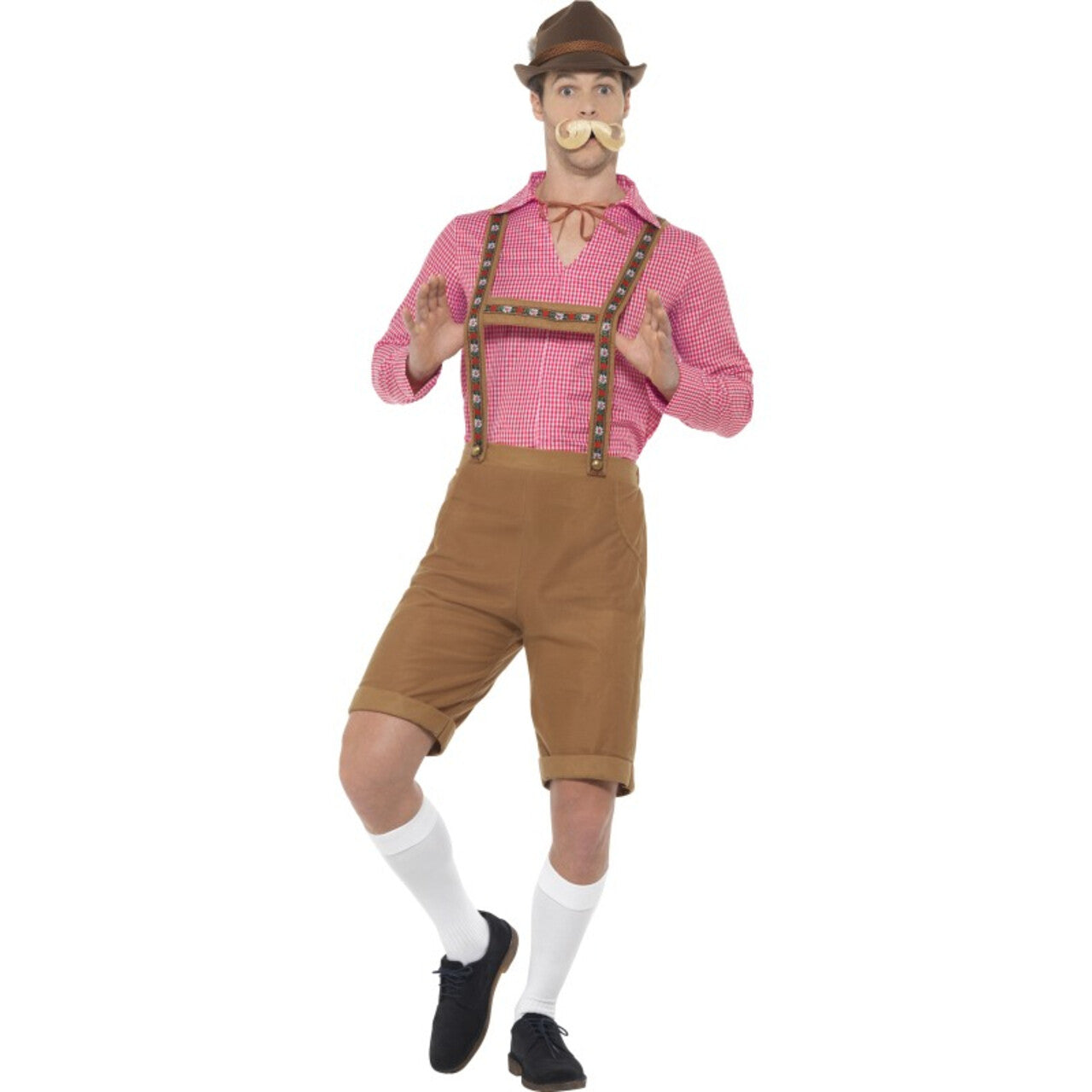 Op deze afbeelding zie je een Kostuums, van het merk Smiffy's. Schuhplattler Schumi Lederhosen Man Kostuum