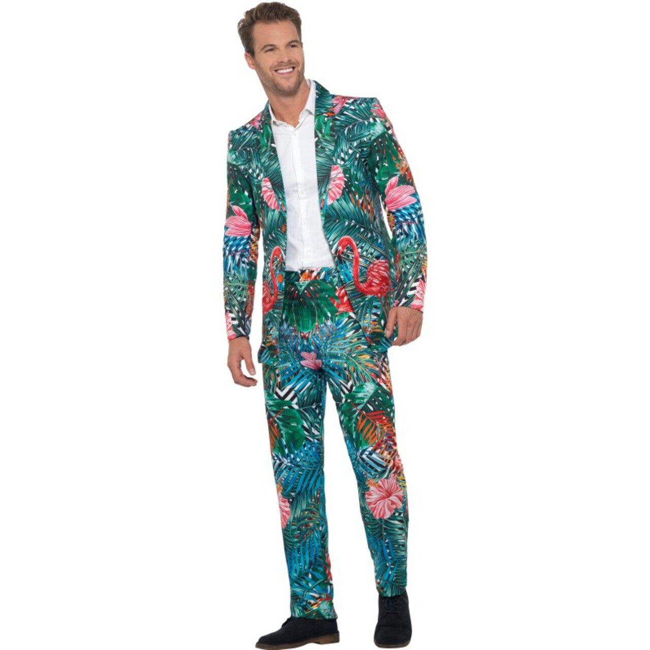 Op deze afbeelding zie je een Kostuums, van het merk Smiffy's. Tropisch Flamingo Hawaii Man Kostuum