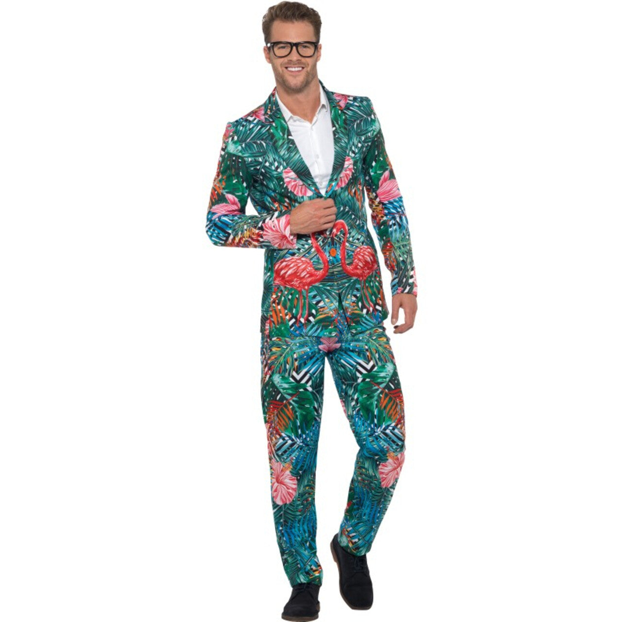 Op deze afbeelding zie je een Kostuums, van het merk Smiffy's. Tropisch Flamingo Hawaii Man Kostuum