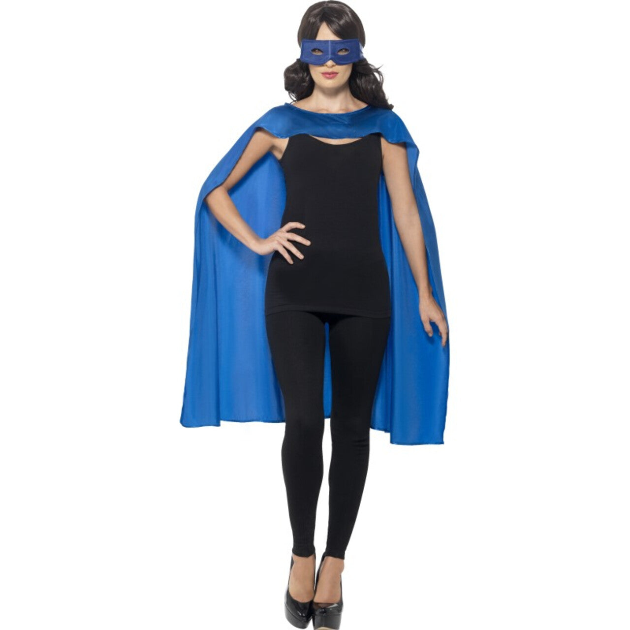 Op deze afbeelding zie je een Kostuums, van het merk Smiffy's. Blauwe Cape En Oogmasker Superheld Kostuum