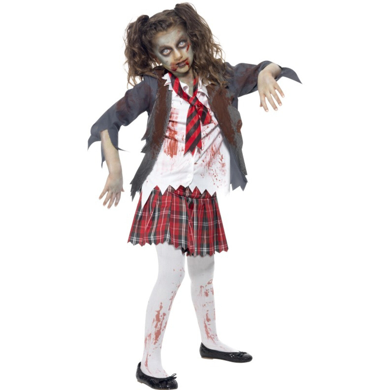 Op deze afbeelding zie je een Kostuums, van het merk Smiffy's. Ziek Zombie School Meisje Shirley Kostuum