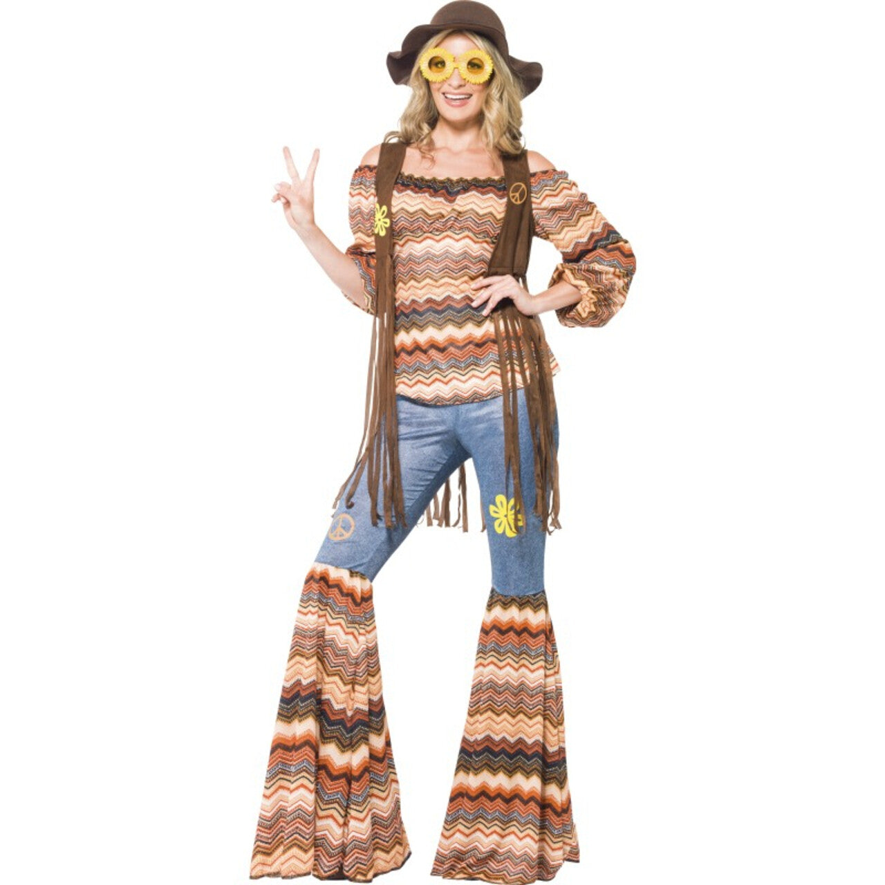 Op deze afbeelding zie je een Kostuums, van het merk Smiffy's. Laten We Gezellig Samen Leven Hippie Vrouw Kostuum