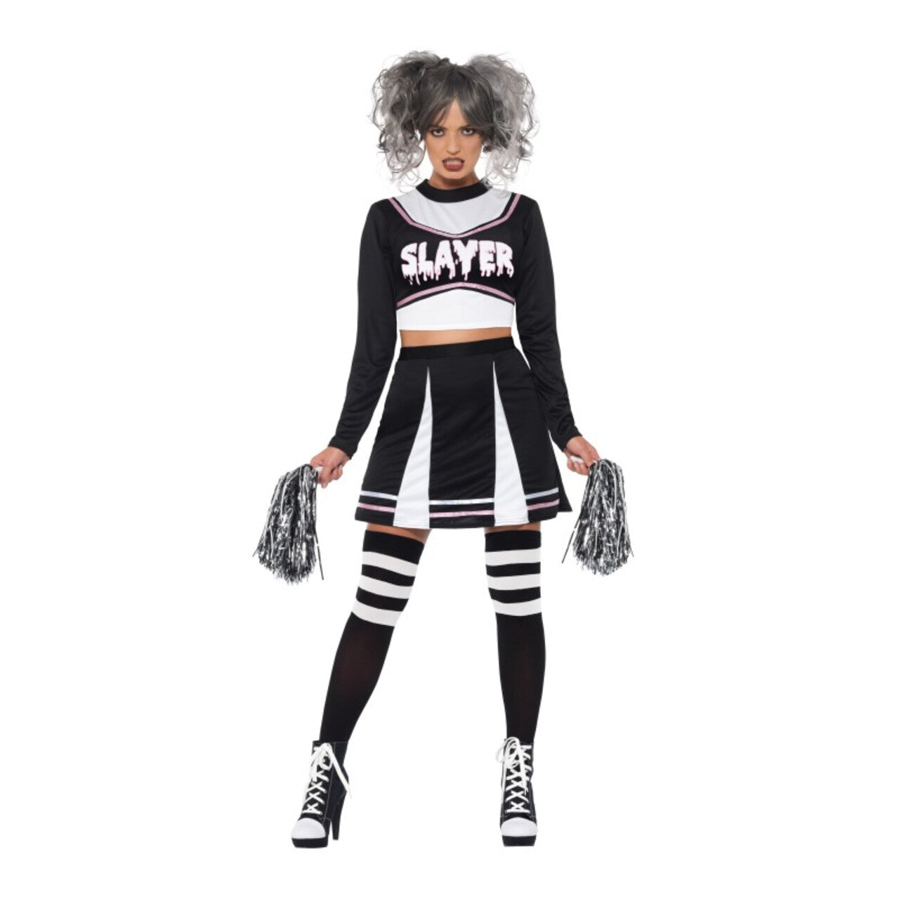 Op deze afbeelding zie je een Kostuums, van het merk Smiffy's. Moordzuchtige Griezel Cheerleader Vrouw Kostuum