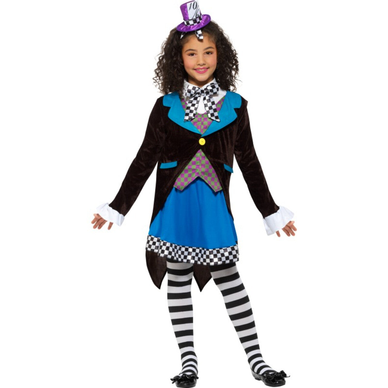 Op deze afbeelding zie je een Kostuums, van het merk Smiffy's. Kleine Miss Hatter Uit Wonderland Meisje Kostuum