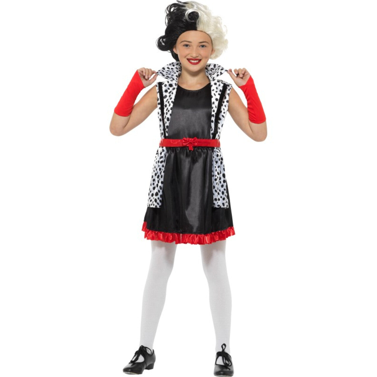 Op deze afbeelding zie je een Kostuums, van het merk Smiffy's. Kleine Slechte Cruella De Vil Meisje Kostuum