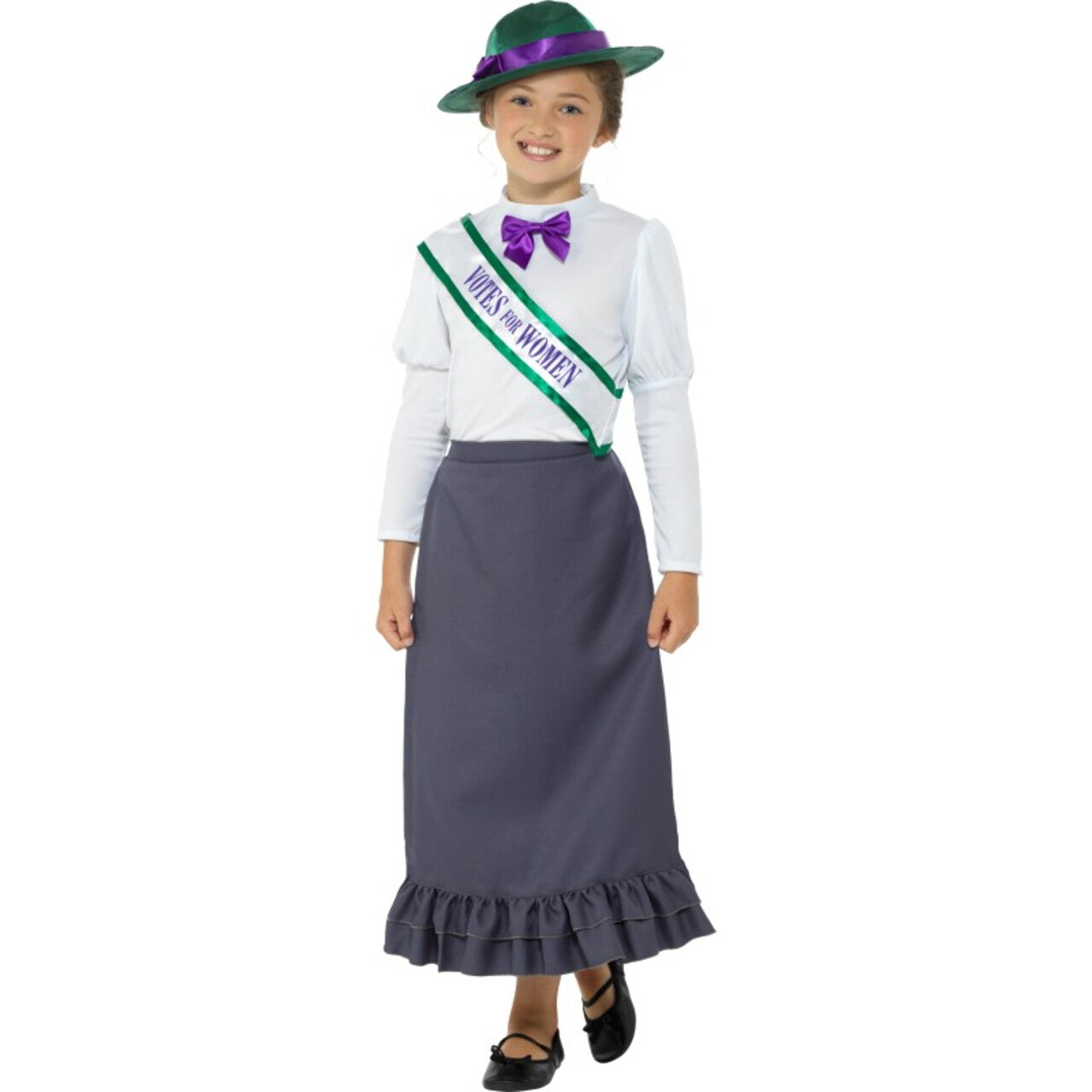 Op deze afbeelding zie je een Kostuums, van het merk Smiffy's. Victoriaanse Demonstrant Vrouwenkiesrecht Suffragette Meisje Kostuum