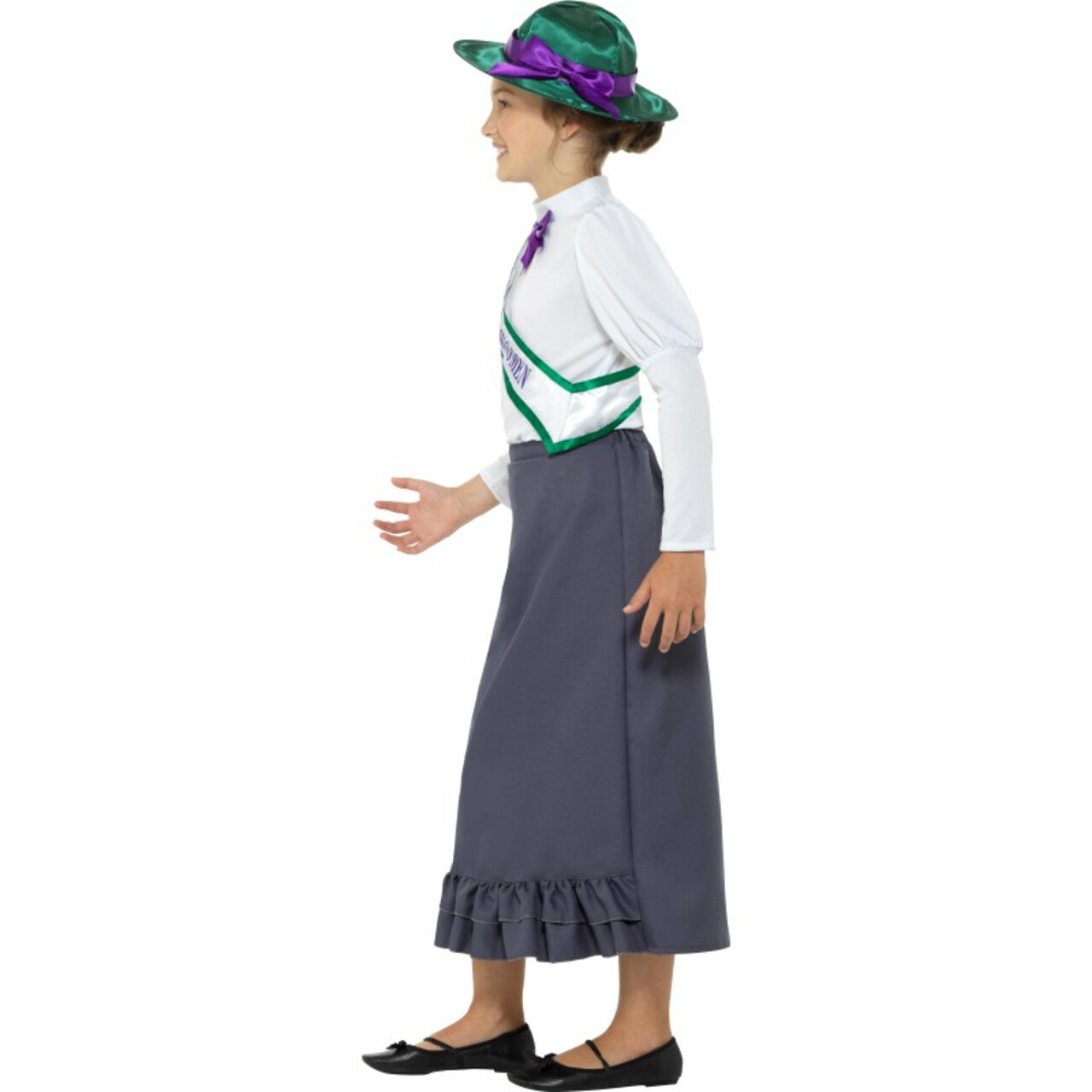 Op deze afbeelding zie je een Kostuums, van het merk Smiffy's. Victoriaanse Demonstrant Vrouwenkiesrecht Suffragette Meisje Kostuum