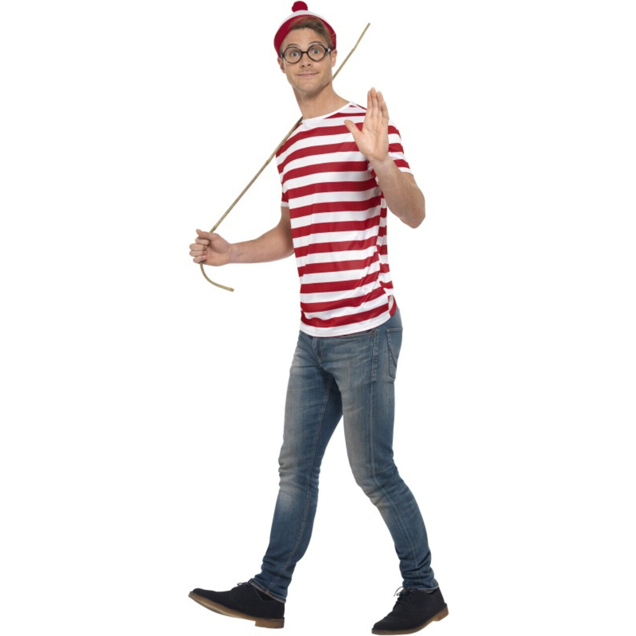 Op deze afbeelding zie je een Kostuums, van het merk Smiffy's. Waar Is Wally Set Driedelig Man