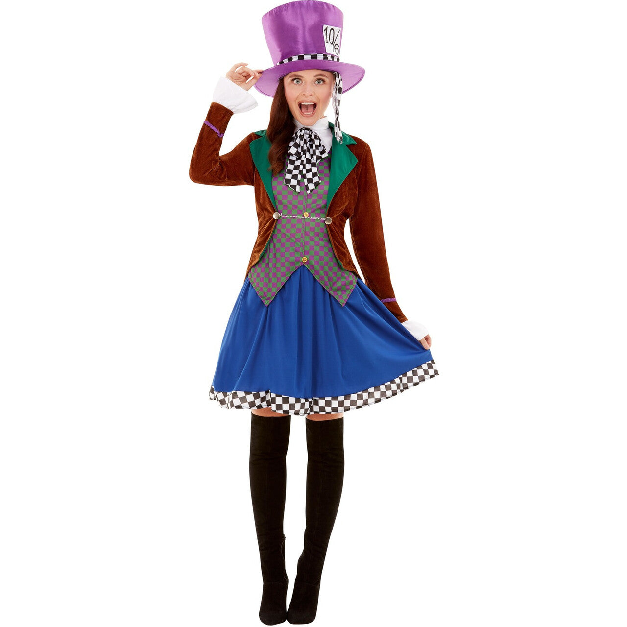 Op deze afbeelding zie je een Kostuums, van het merk Smiffy's. Zo Gek Als Een Mad Hatter Vrouw Kostuum