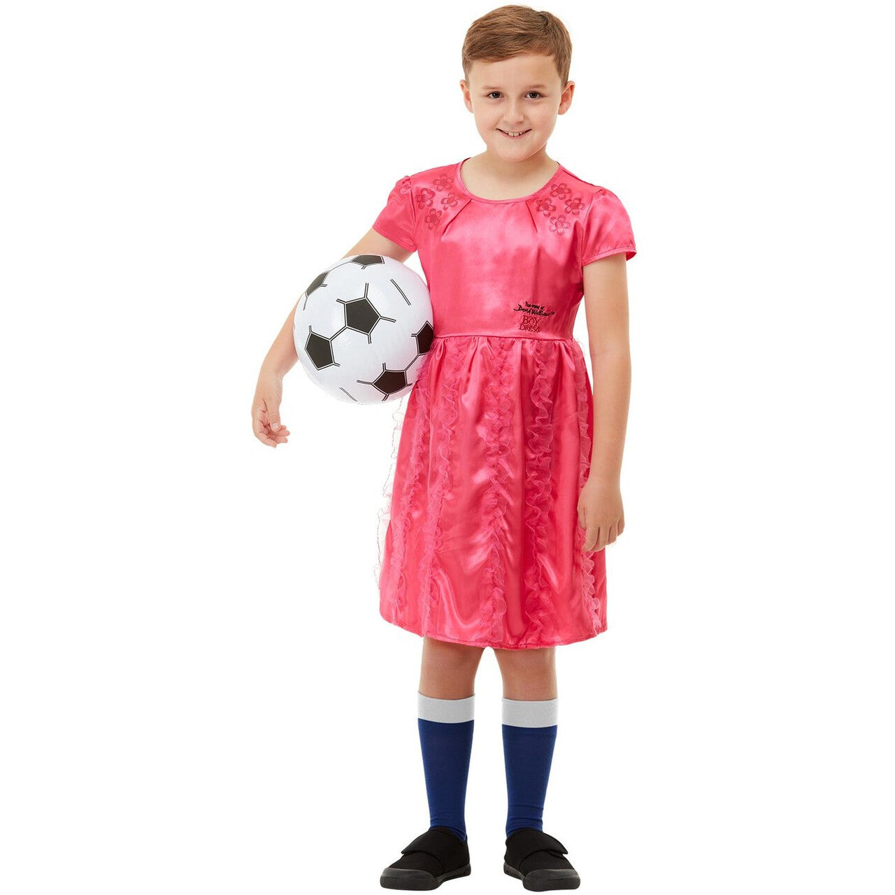 Op deze afbeelding zie je een Kostuums, van het merk Smiffy's. David Walliams The Boy In The Dress Jongen In Jurk Set Driedelig Kind