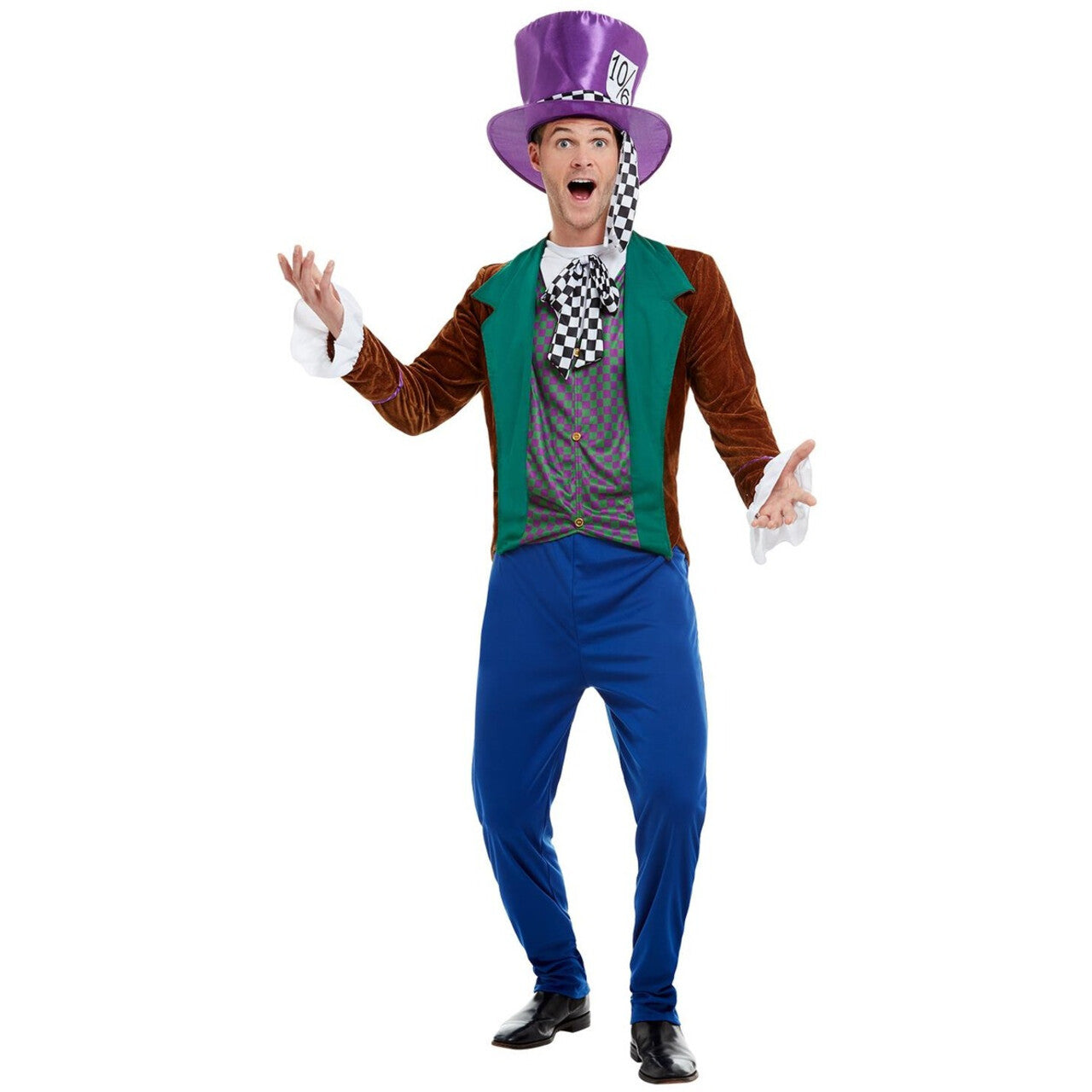 Op deze afbeelding zie je een Kostuums, van het merk Smiffy's. Zo Gek Als Een Mad Hatter Man Kostuum