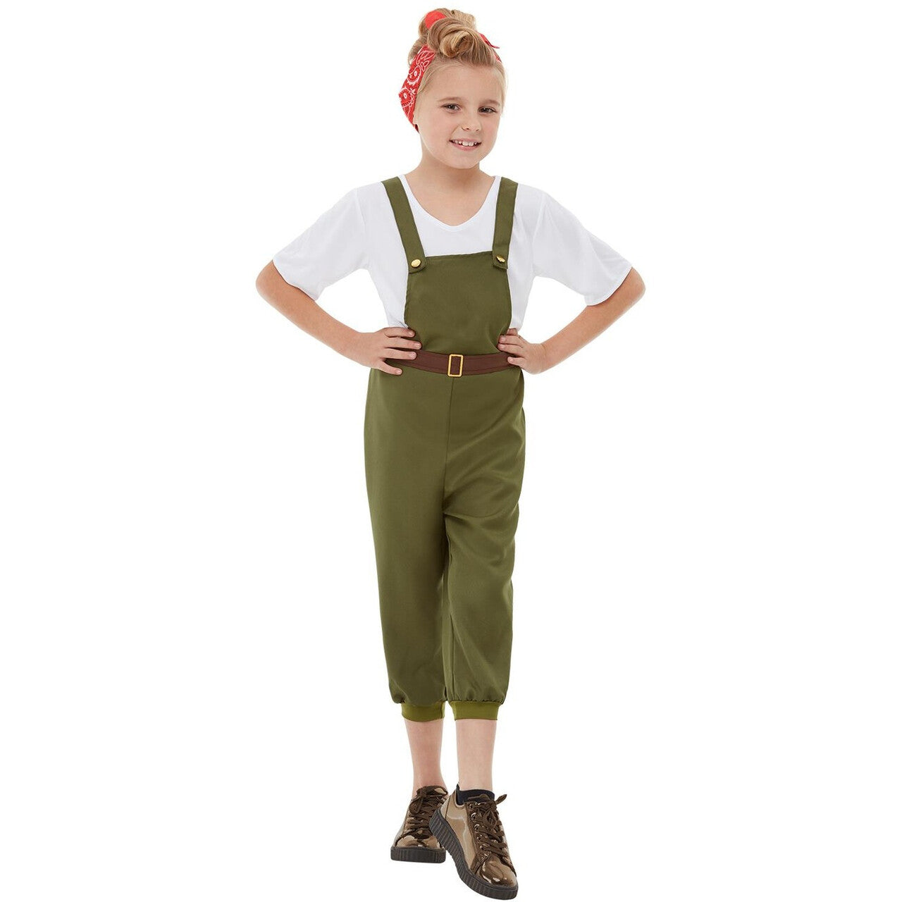 Op deze afbeelding zie je een Kostuums, van het merk Smiffy's. Stoere Boerenmeid Leger Meisje Kostuum