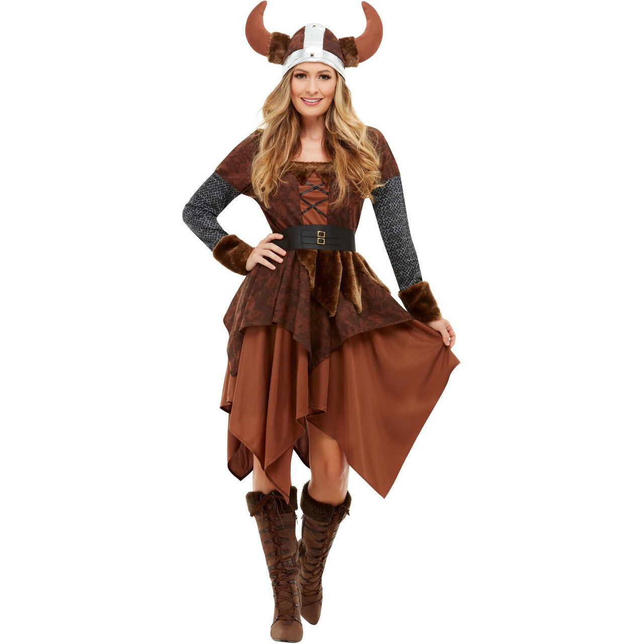 Op deze afbeelding zie je een Kostuums, van het merk Smiffy's. Barbaarse Viking Koningin Erna Vrouw Kostuum