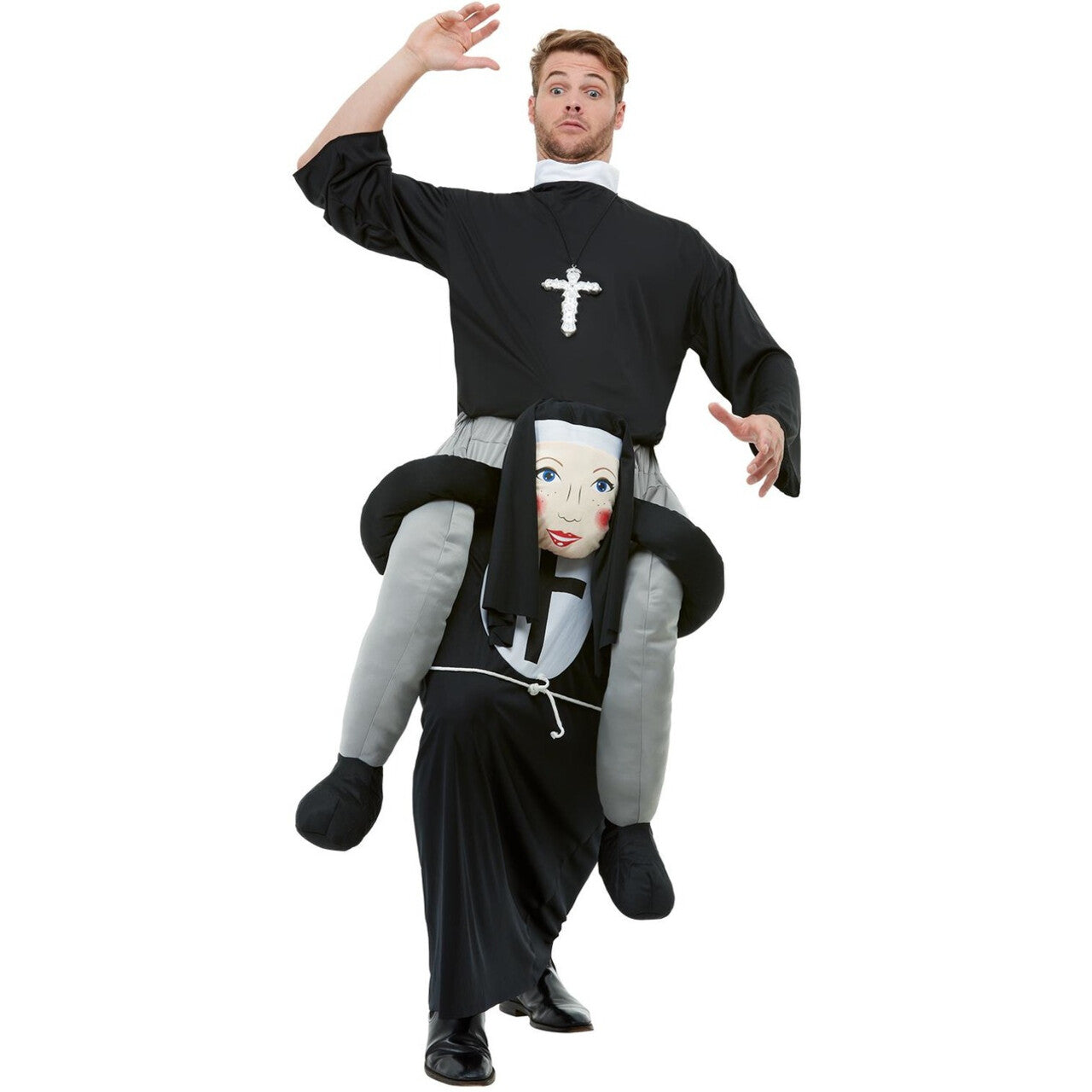 Op deze afbeelding zie je een Kostuums, van het merk Smiffy's. Non Gaat Er Met De Pater Vandoor Kostuum