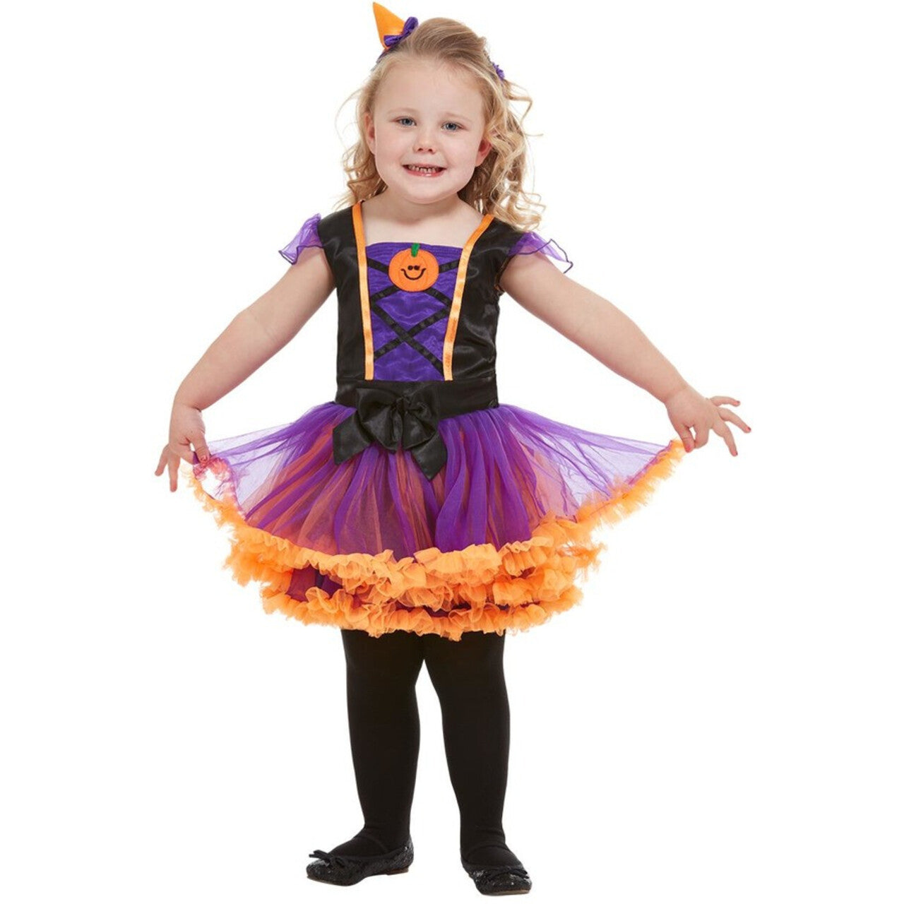 Op deze afbeelding zie je een Kostuums, van het merk Smiffy's. Schone Pompoen Heks Halloween Meisje Kostuum