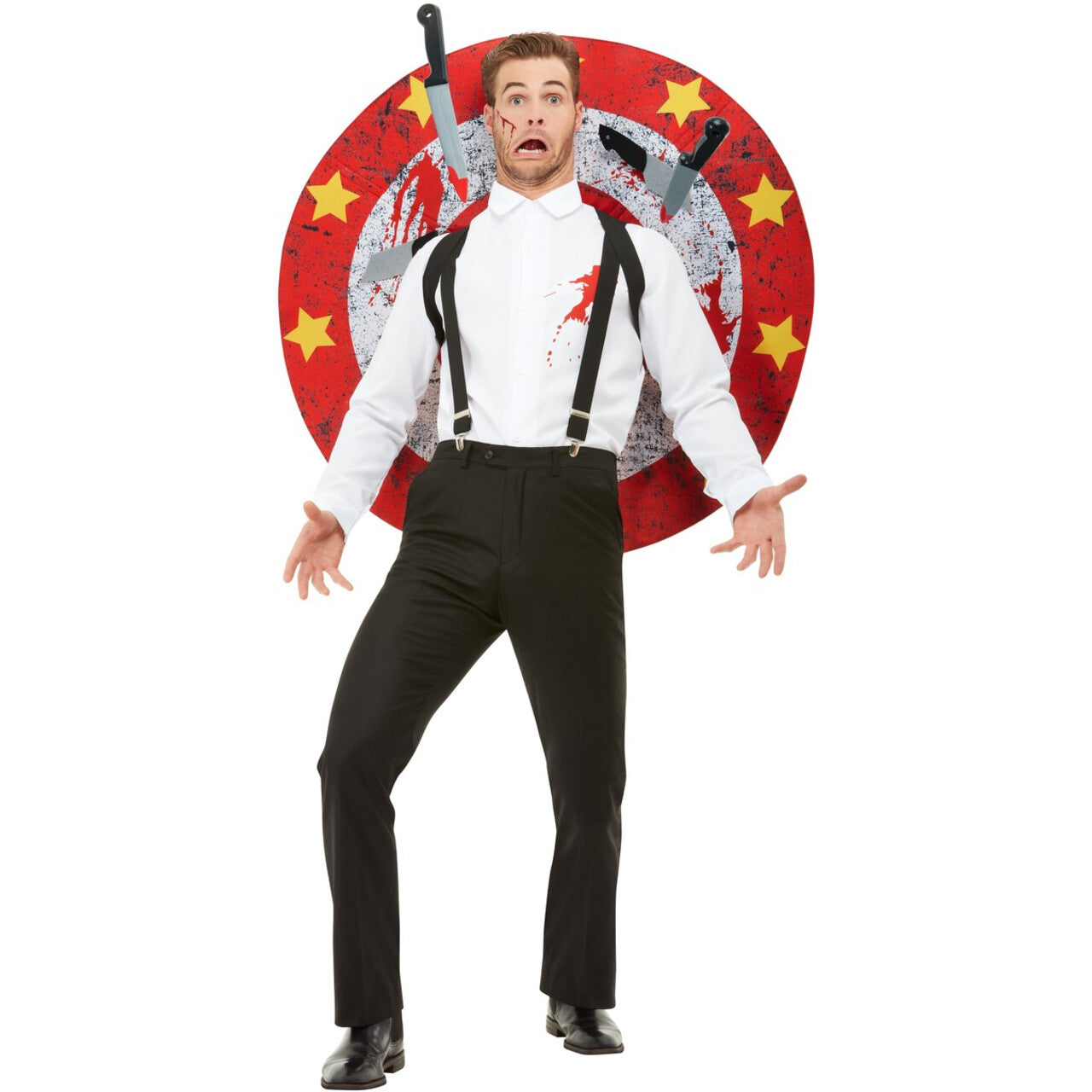 Op deze afbeelding zie je een Kostuums, van het merk Smiffy's. Circusact Messenwerp Set Vierdelig Man