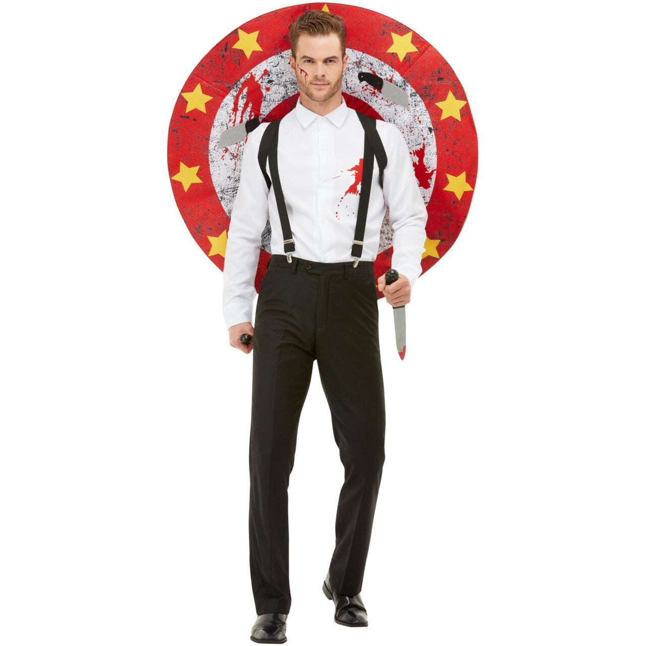 Op deze afbeelding zie je een Kostuums, van het merk Smiffy's. Circusact Messenwerp Set Vierdelig Man