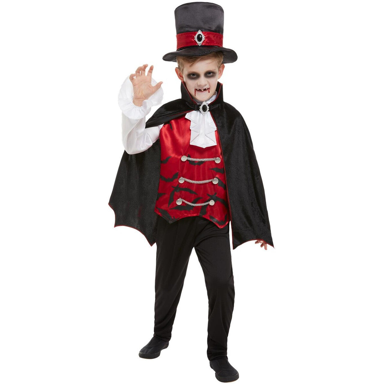 Op deze afbeelding zie je een Kostuums, van het merk Smiffy's. Gruwelijke Graaf Dracula Maurice Jongen Kostuum