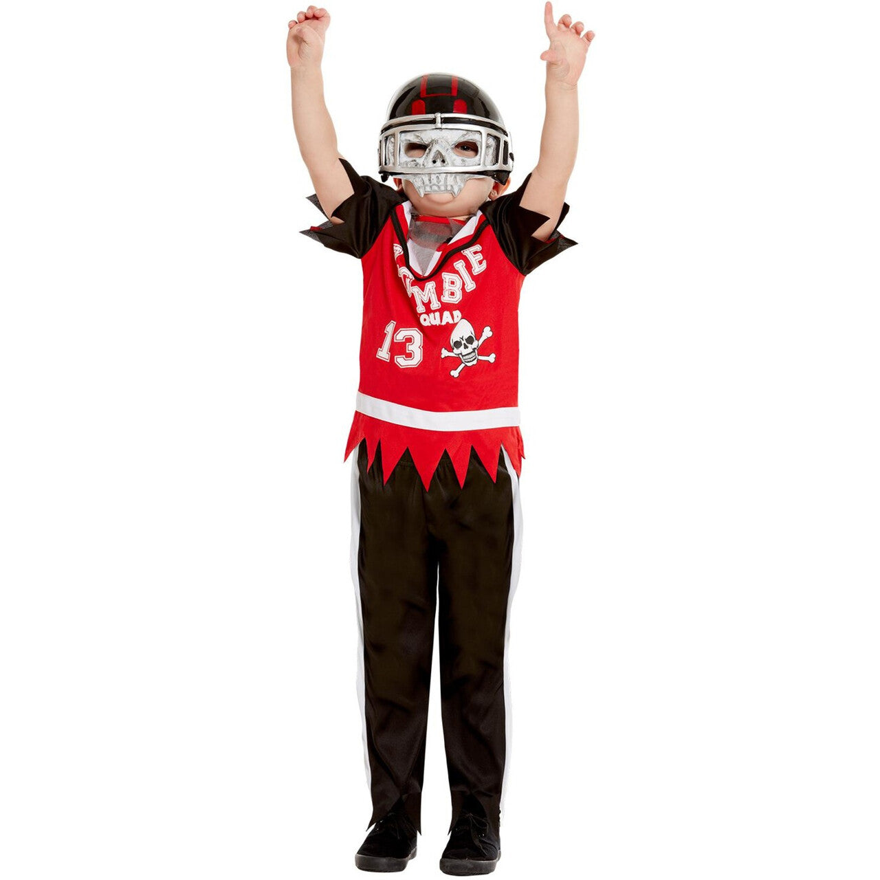 Op deze afbeelding zie je een Kostuums, van het merk Smiffy's. Wrede Tackle American Football Zombie Kind Jongen Kostuum