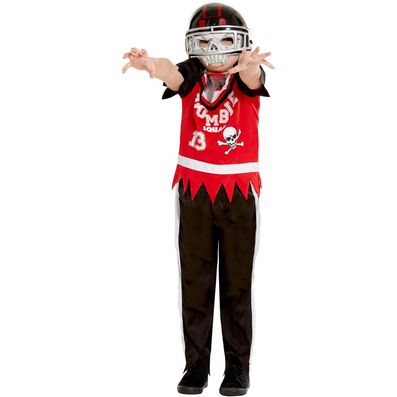 Op deze afbeelding zie je een Kostuums, van het merk Smiffy's. Wrede Tackle American Football Zombie Kind Jongen Kostuum