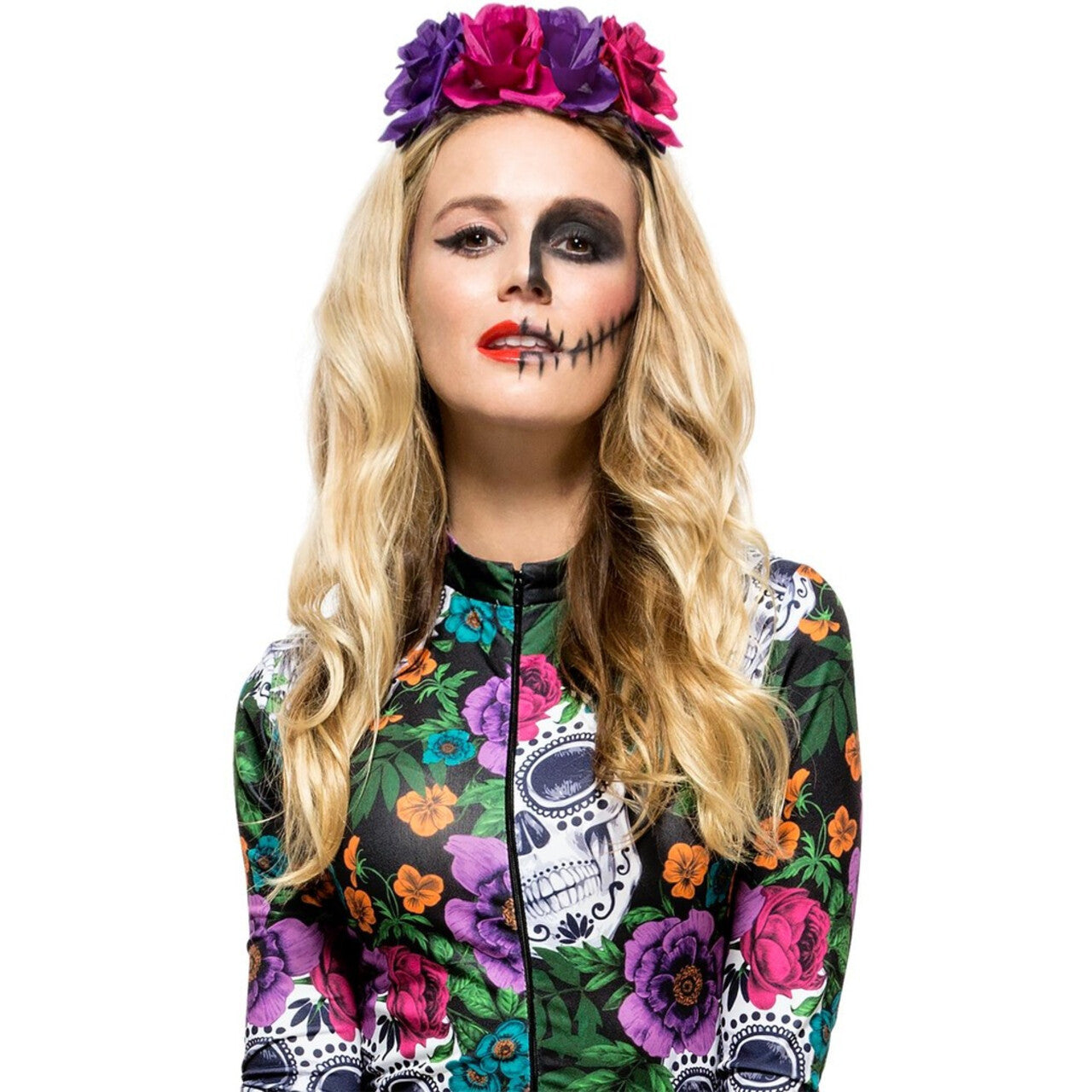 Op deze afbeelding zie je een Accessoires, van het merk Smiffy's. Day Of The Dead Hoofdband Gemengde Rozen