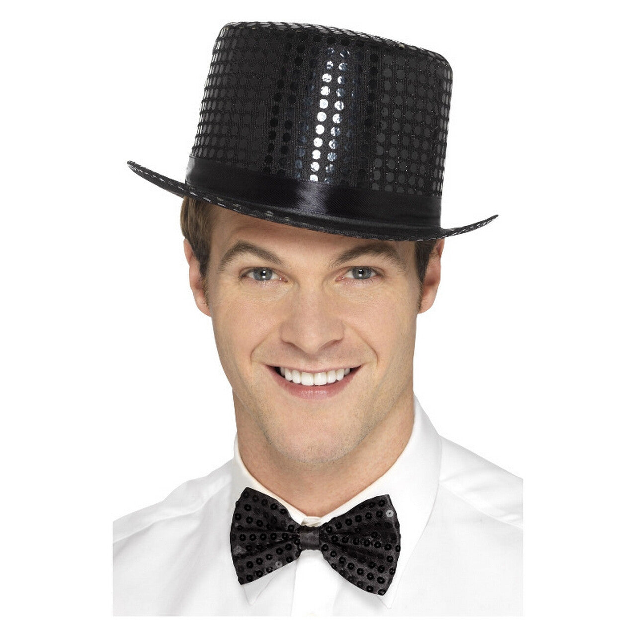 Op deze afbeelding zie je een Accessoires, van het merk Smiffy's. Showmaster Hoed Met Pailletten Zwart