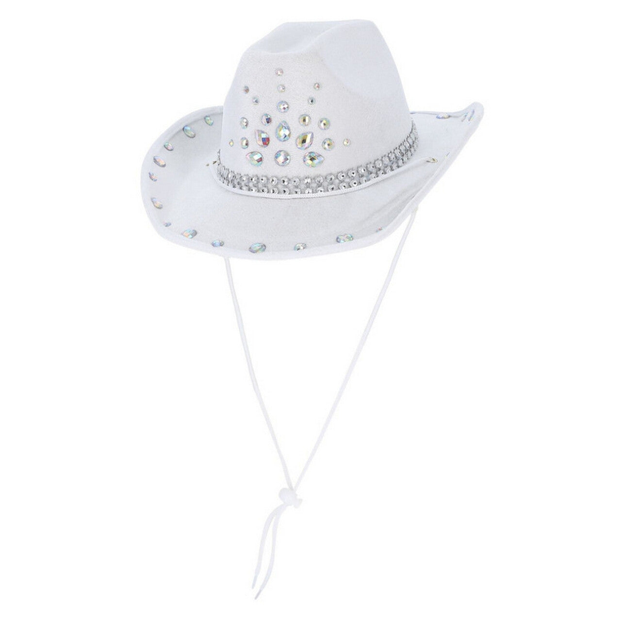 Op deze afbeelding zie je een Accessoires, van het merk Smiffy's. Glowboy Hoed Wit Met Strass