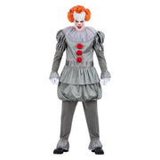 Op deze afbeelding zie je een Kostuums, van het merk Smiffy's. Grijze Kwaadaardige Clown Man Kostuum