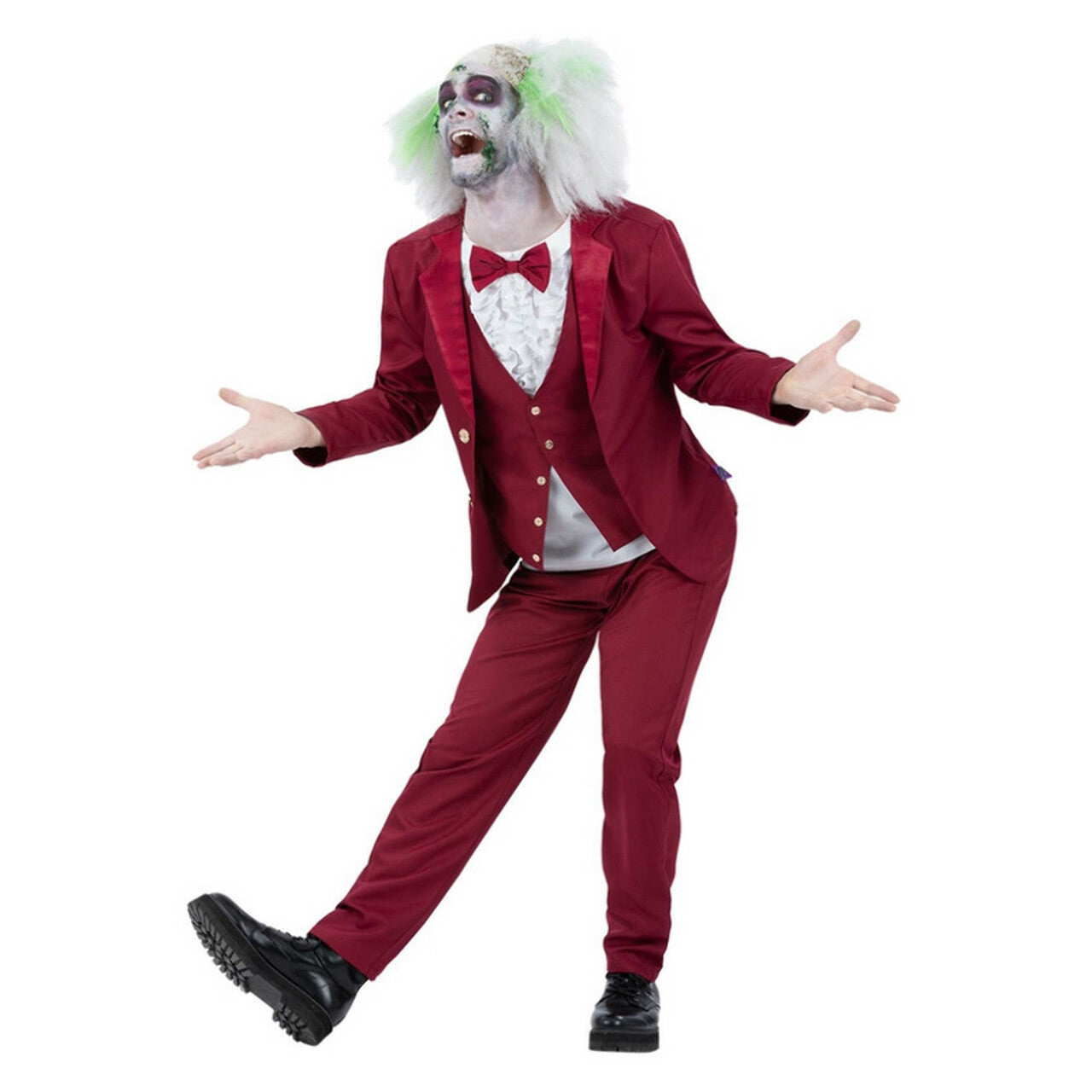 Op deze afbeelding zie je een Kostuums, van het merk Smiffy's. Rode Bruidegom Beetlejuice Man Kostuum