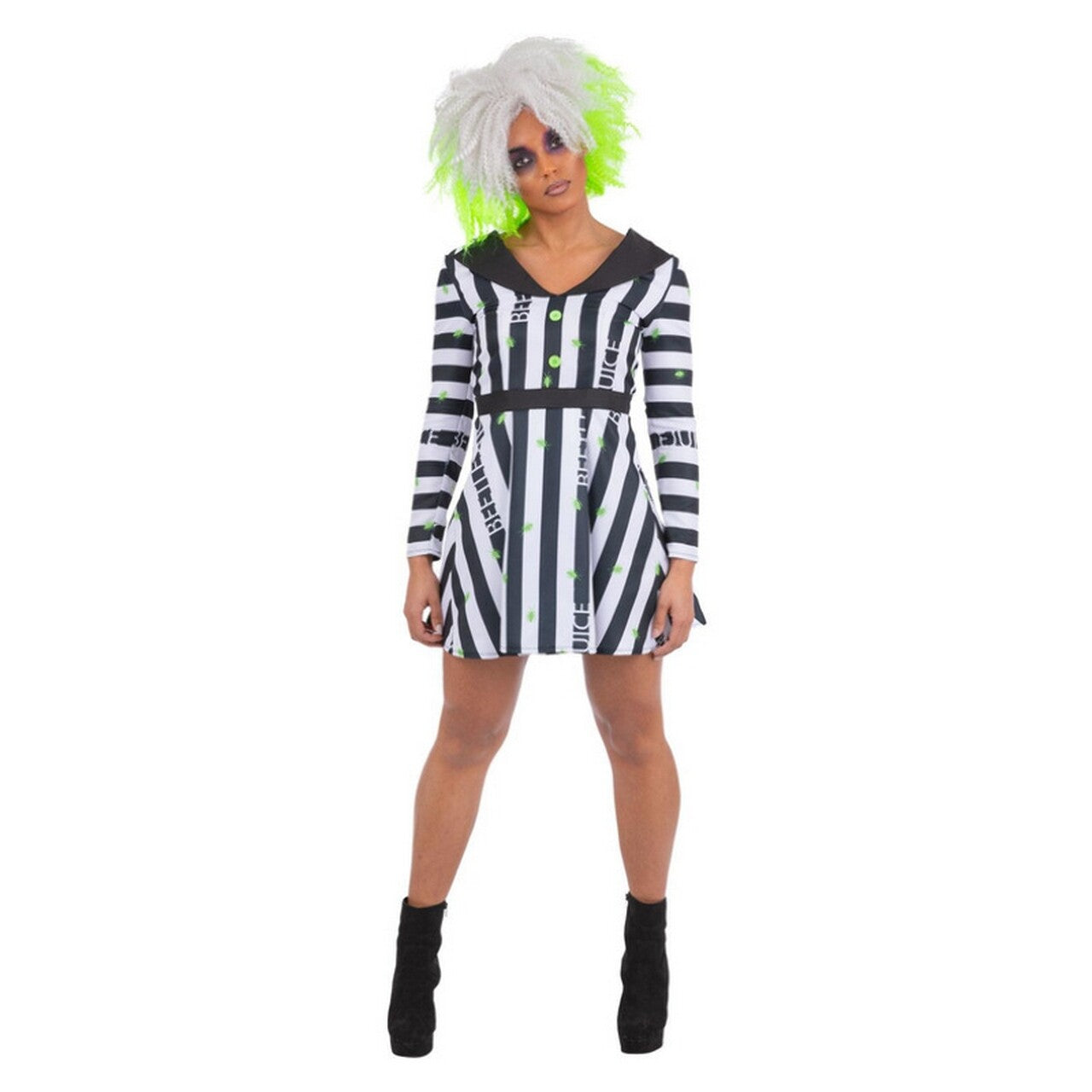 Op deze afbeelding zie je een Kostuums, van het merk Smiffy's. Beetlejuice Ladylike Vrouw Kostuum