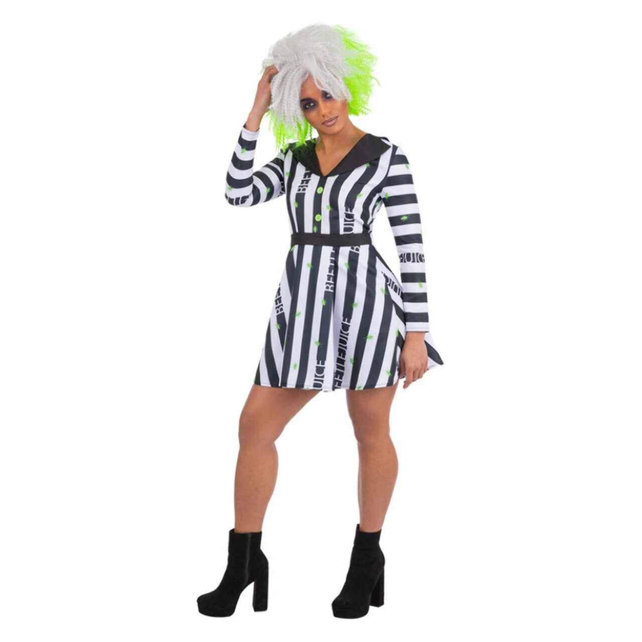 Op deze afbeelding zie je een Kostuums, van het merk Smiffy's. Beetlejuice Ladylike Vrouw Kostuum