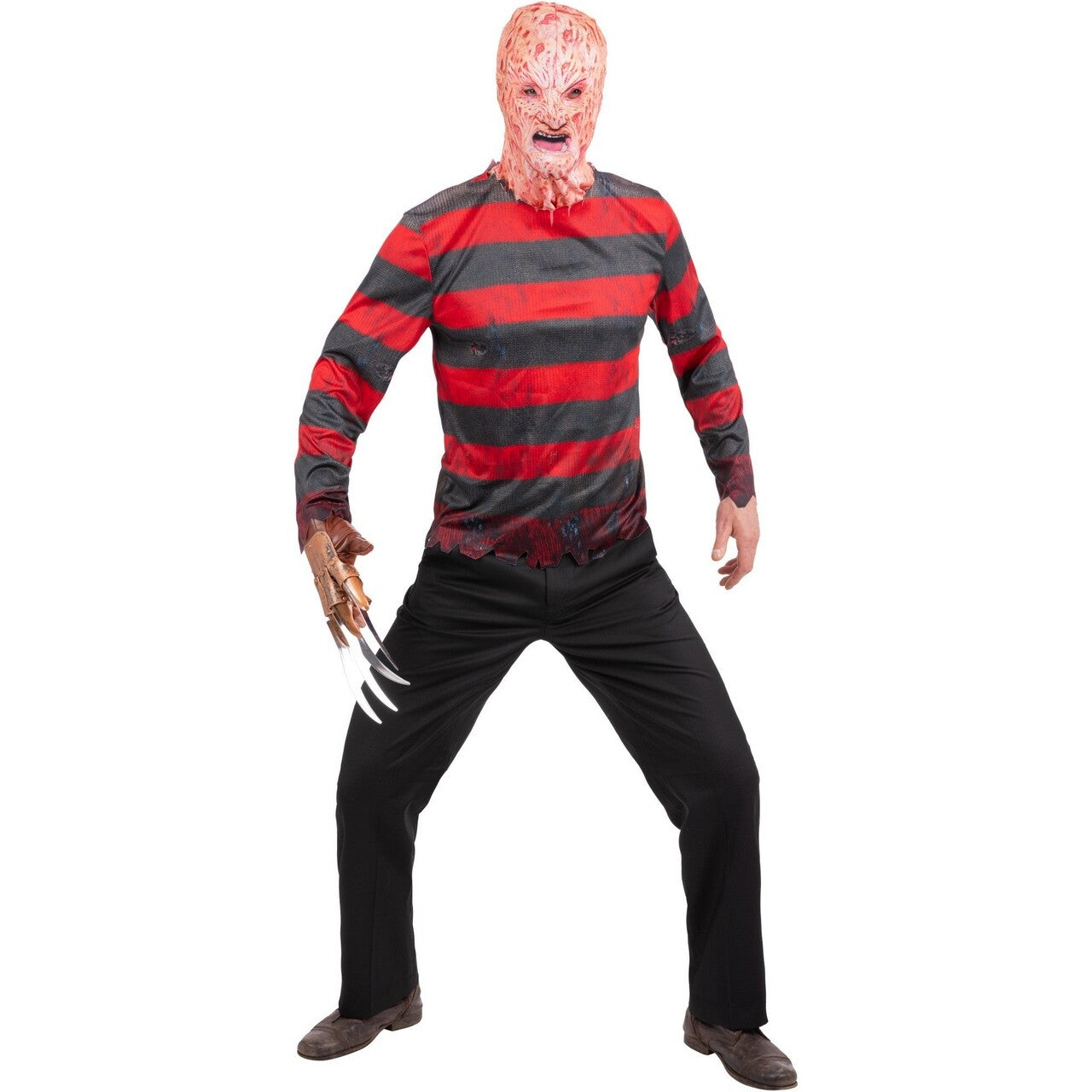 Op deze afbeelding zie je een Kostuums, van het merk Smiffy's. Freddy Krueger Shirt En Masker Man