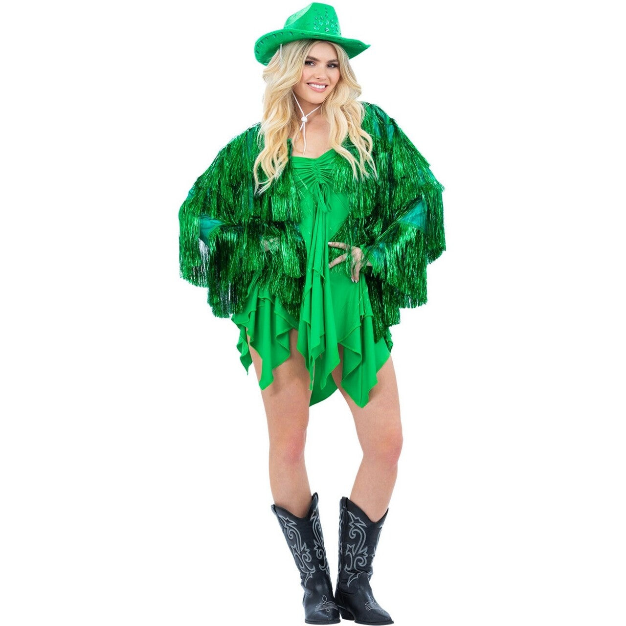 Op deze afbeelding zie je een Kostuums, van het merk Smiffy's. Kikkergroene Festival Jas Vrouw