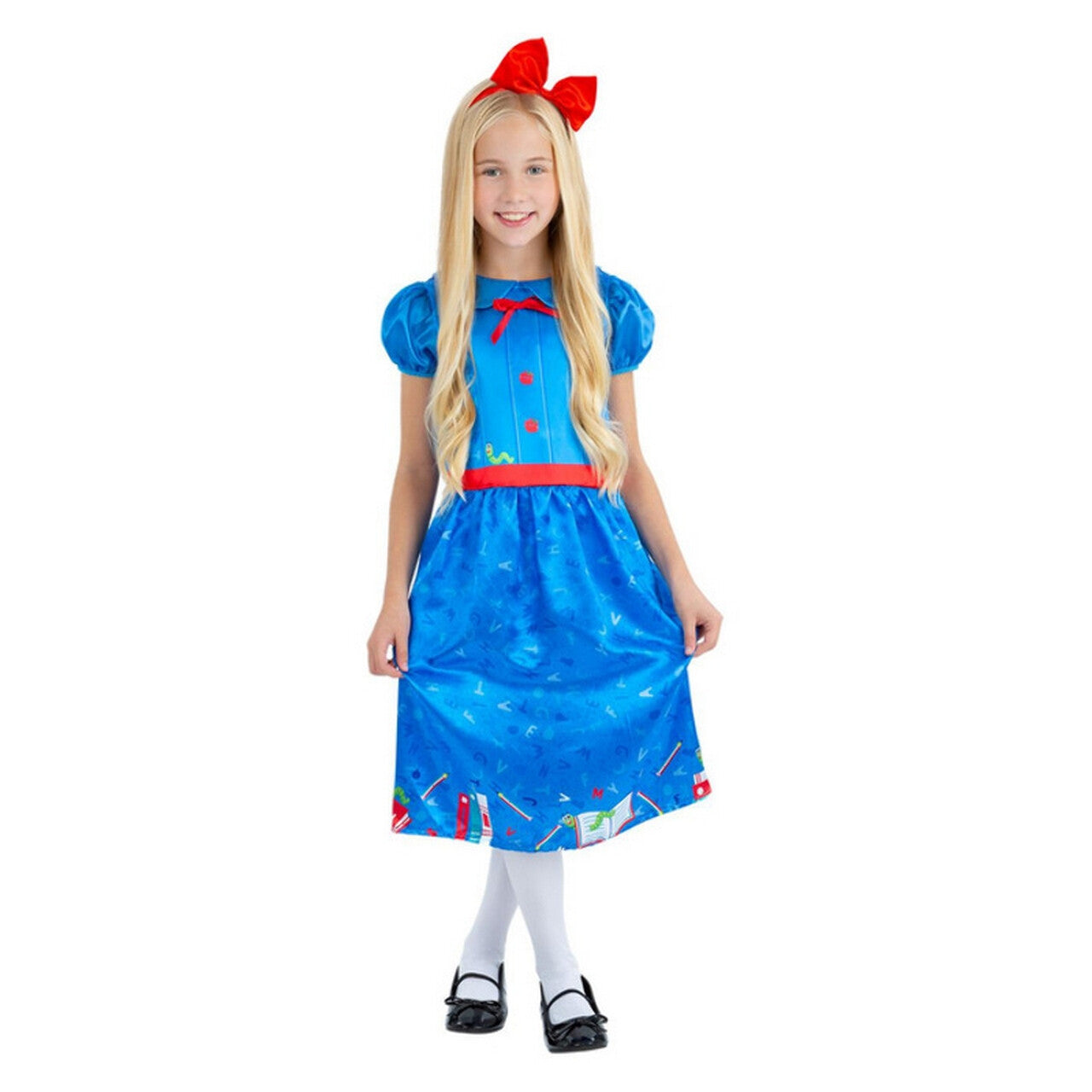 Op deze afbeelding zie je een Kostuums, van het merk Smiffy's. Boekenworm Jurk Blauw Meisje