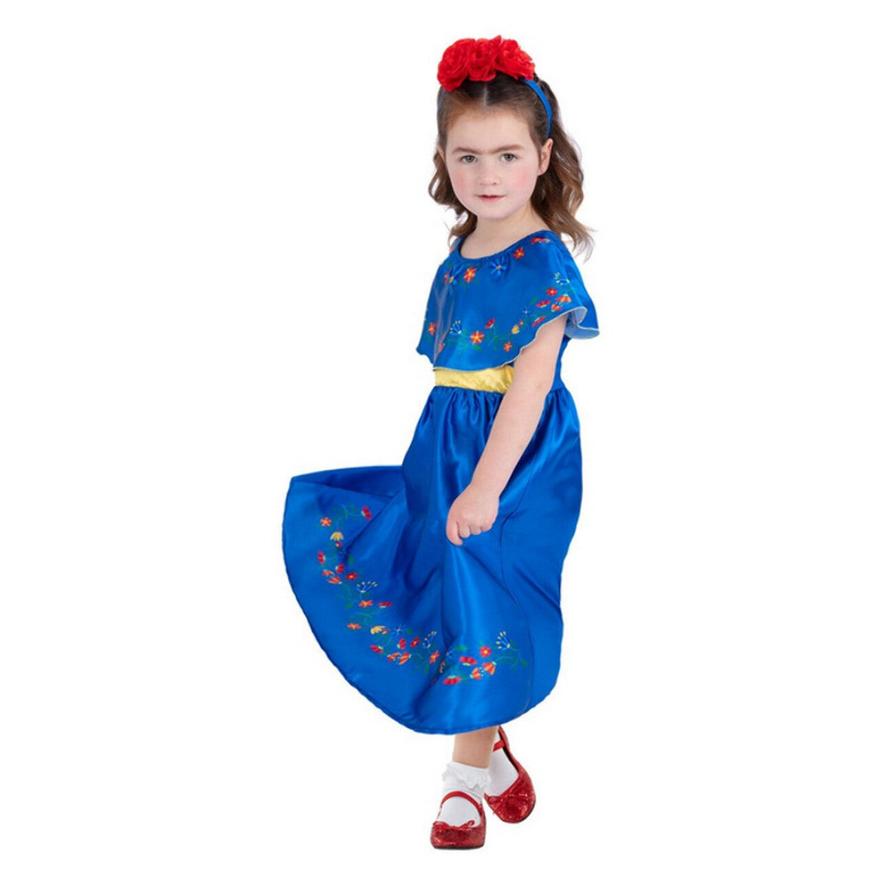 Op deze afbeelding zie je een Kostuums, van het merk Smiffy's. Mexicaanse Kunstenares Frida Meisje Kostuum