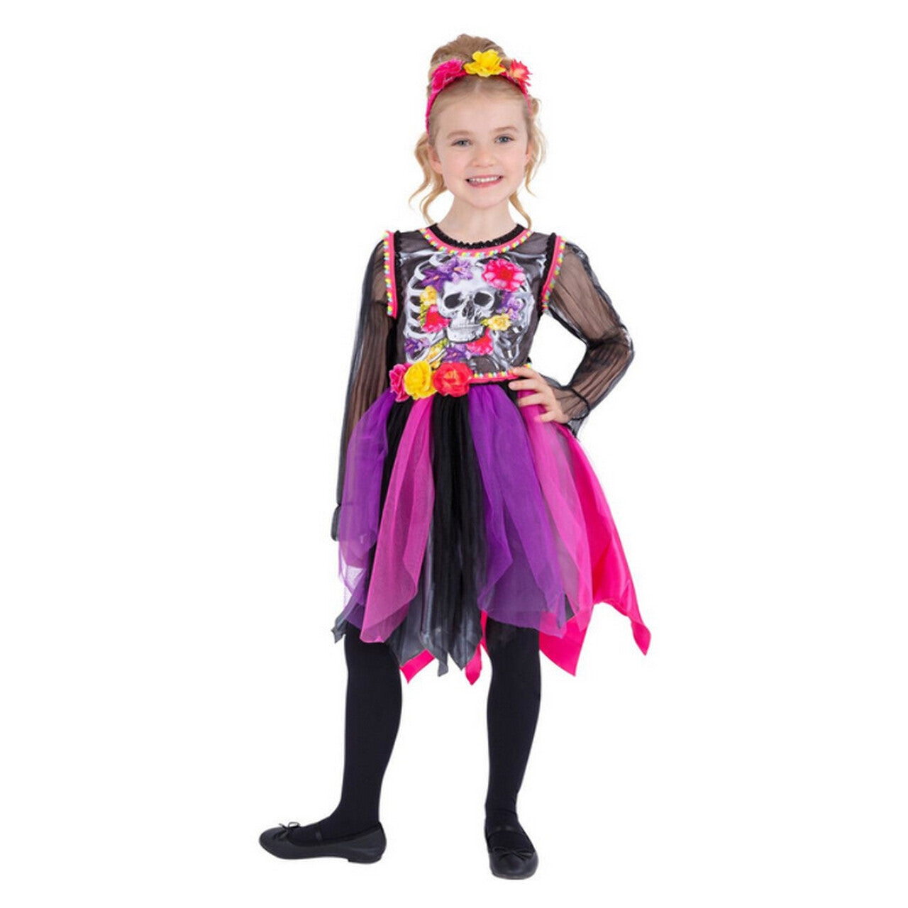 Op deze afbeelding zie je een Kostuums, van het merk Smiffy's. Day Of The Dead Scarlett Meisje Kostuum
