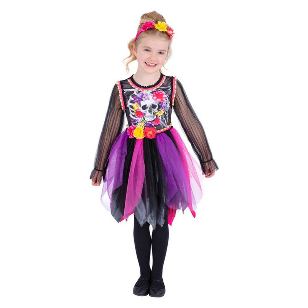 Op deze afbeelding zie je een Kostuums, van het merk Smiffy's. Day Of The Dead Scarlett Meisje Kostuum