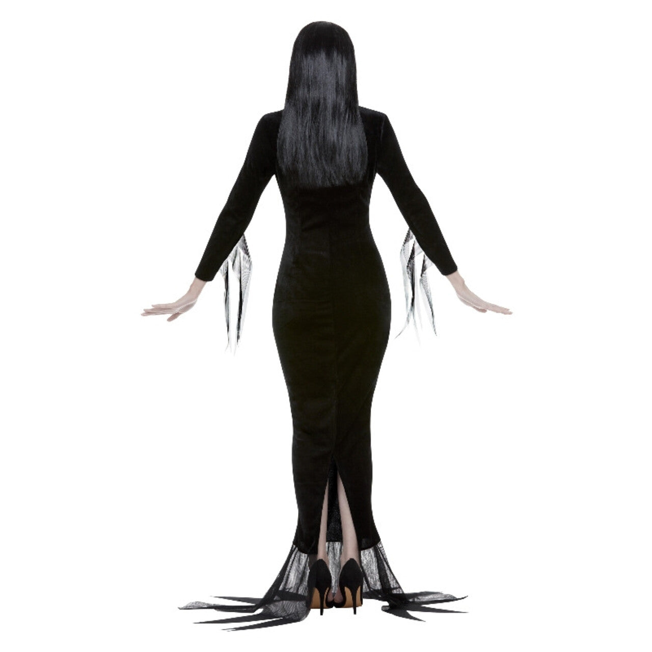 Op deze afbeelding zie je een Kostuums, van het merk Smiffy's. Addams Family Morticia Vrouw Kostuum