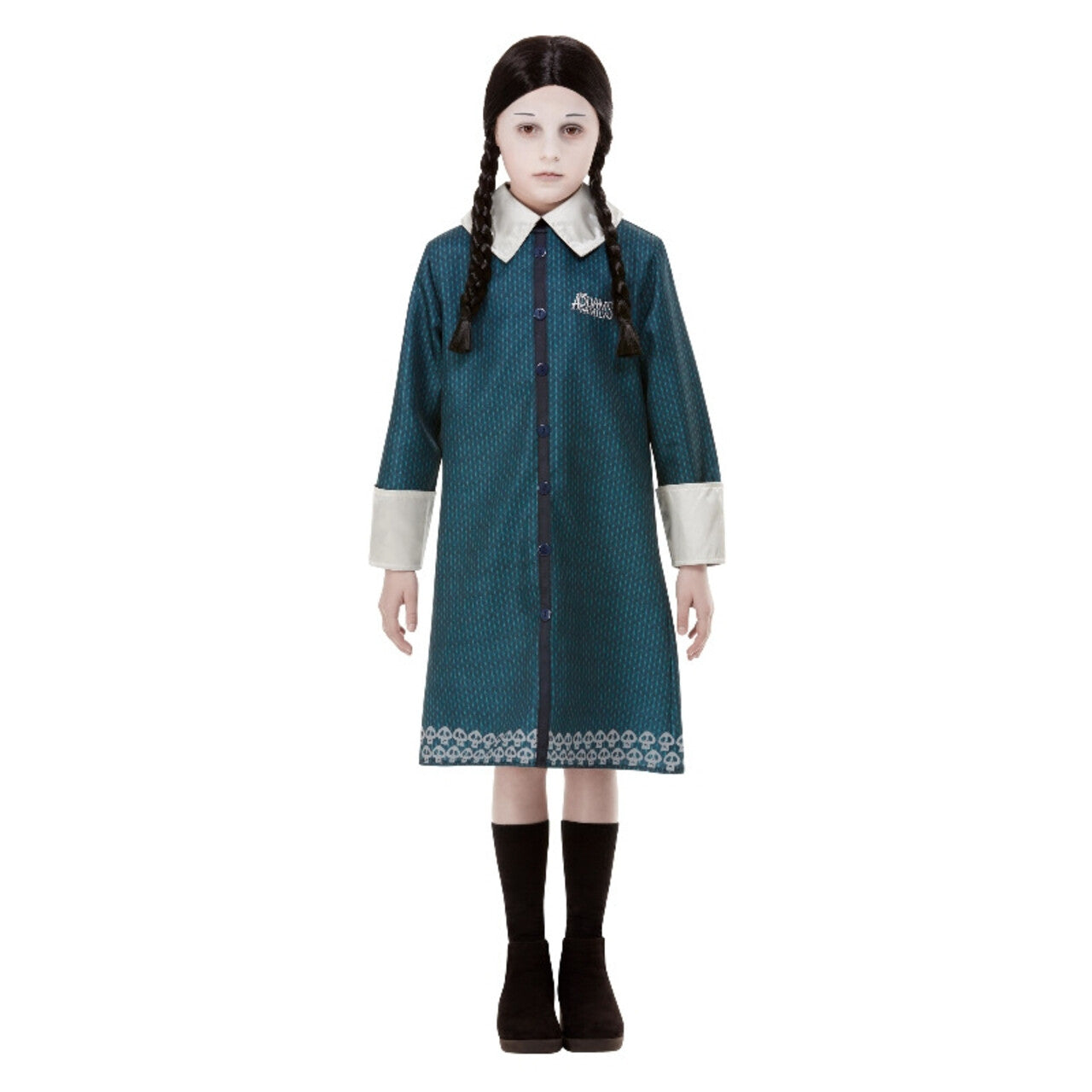 Op deze afbeelding zie je een Kostuums, van het merk Smiffy's. Addams Family Wednesday™ Meisje Kostuum